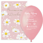 Προσκλητήριο βάπτισης μπαλόνι Μαργαρίτα