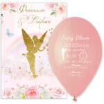 Προσκλητήριο Βάπτισης μπαλόνι - Χρυσή Νεράιδα