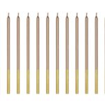 Ψηλά Κεράκια τούρτας Ροζ-Χρυσό (12 τεμ)