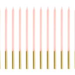 Ψηλά Ροζ Κεράκια τούρτας (12 τεμ)