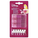 Ροζ Κεράκια τούρτας - Πριγκίπισσες Disney (12 τεμ)