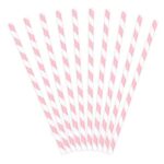 Ροζ ριγέ Καλαμάκια χάρτινα (10 τεμ)