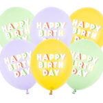 Σετ μπαλόνια παστέλ Happy Birthday (6 τεμ)