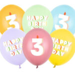 Σετ μπαλόνια παστέλ Happy Birthday No 3