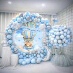 Στρογγυλή αφίσα Βάπτισης Αερόστατο Αρκουδάκι 1,30 x 1,30 m