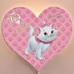 Ξύλινο Φωτιστικό καρδιά - Γατούλα Marie