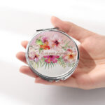 Καθρεφτάκι Tropical Ιβίσκος Ασημί Στρογγυλό