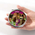 Καθρεφτάκι Μάσα και Αρκούδος Ασημί Στρογγυλό