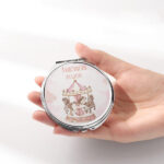 Καθρεφτάκι Ροζ Καρουζέλ Ασημί Στρογγυλό