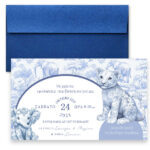 Προσκλητήριο Blue Toile Ζώα Της Ζούγκλας Με Μακρόστενο Φάκελο