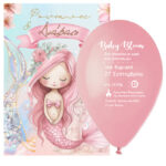 Προσκλητήριο Βάπτισης Μπαλόνι - Ροζ Γοργόνα