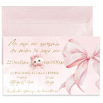 Προσκλητήριο Ροζ Φιόγκος Με Μακρόστενο Φάκελο