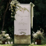 Αφίσα Γάμου Υφασμάτινη - Κλαδί Ελιάς με Φιόγκο 1,30m